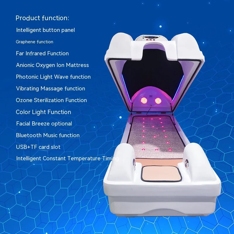S.W Beauty Center LED Light Negative Ion FIR Ozone Therapy Sauna Spa Dome Far Infrared Massage Spa Capsule