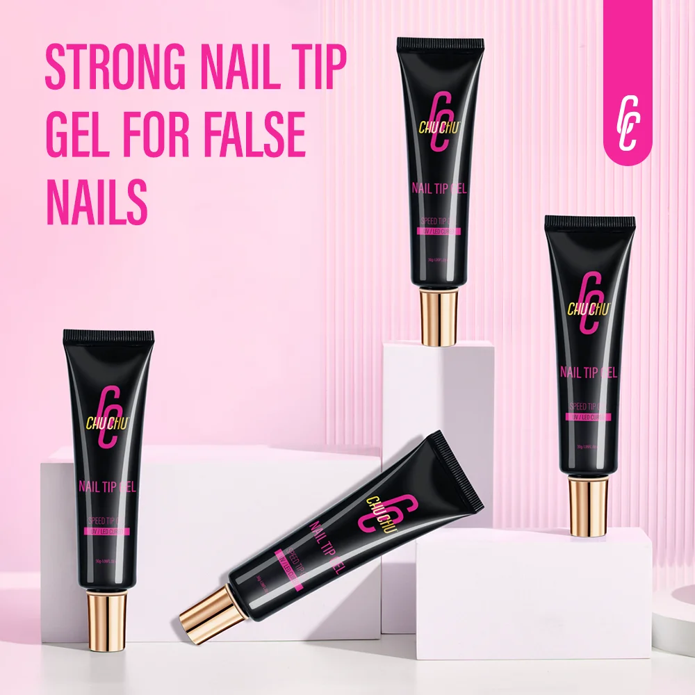 Solid Nail Art Glue Long Lasting Professional 30g Solid Press On Gel OEM Private Label Custom Logo Strong Nail Tips Glue UV Gel
