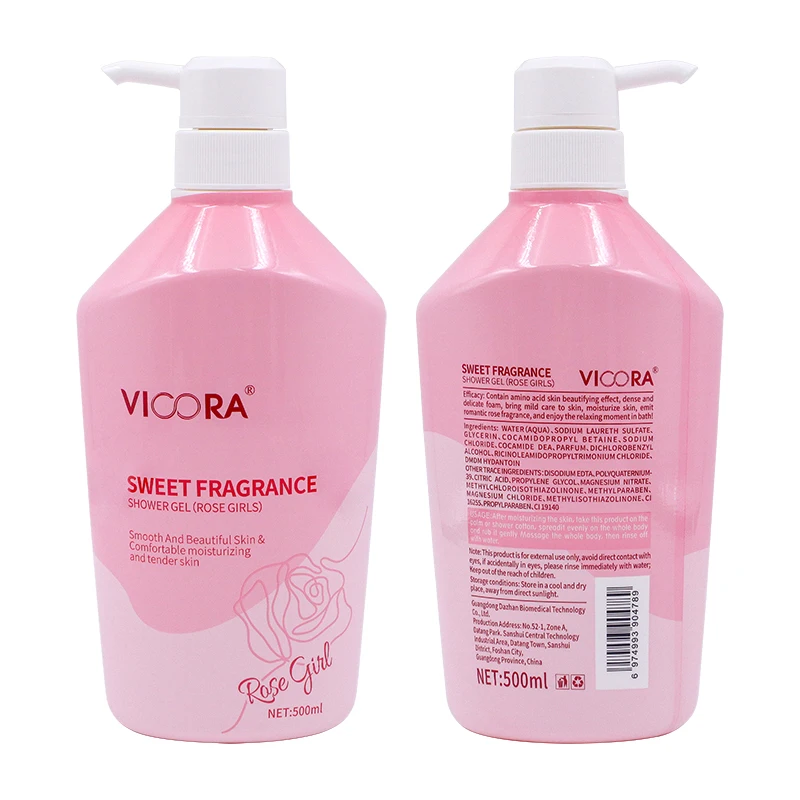 VICORA Rose Shower Gel Perfumed Bubble Cool Organic Bathroom Kit Hair Shampoo and Conditioner Body Wash