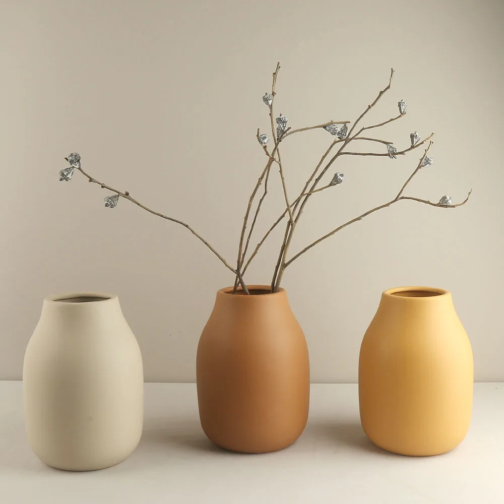 Brown Gray White Simply Modern Fancy Custom Design Antique Ceramic Home Decor Flower Vases
