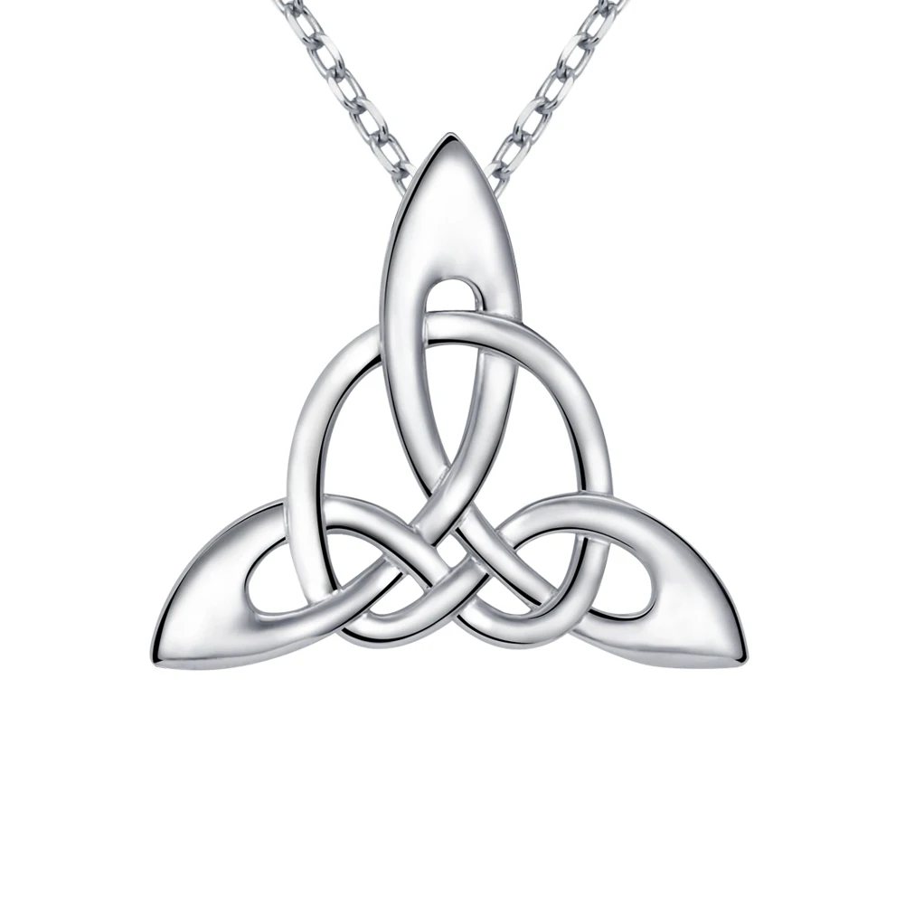 Irish Celtics Knot Pendant Necklace Simple Fashion Jewelry S925 Silver Claddagh Triangle Heart Pendant Necklace for Female