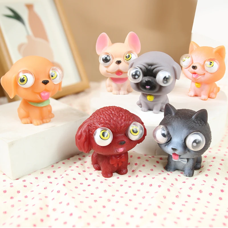 Novelties Toys OEM 6 Styles Squeeze Eye Out Cute Dog Soft Toys Stress Relief Pop Fidget Toys for Kids