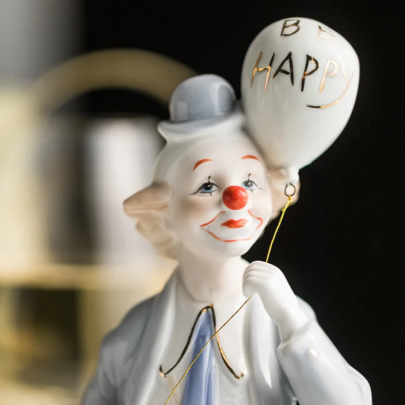 Nordic retro circus clown ornaments  funny comedy ceramic characters home decoration creative gifts