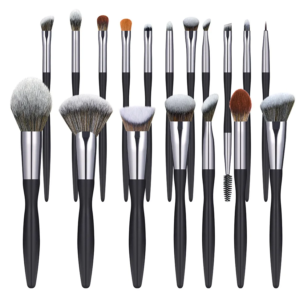 Private Label 16 Pcs Wholesale Big Kabuki Dense Complete Fluffy Eye Professional Foundation Makeup Brush Set With Bag