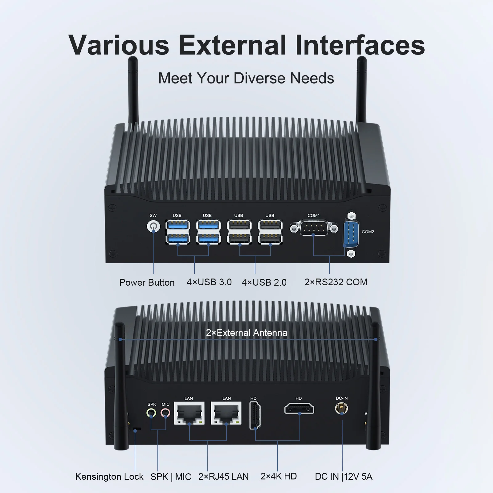 Kensing-ton Lock HYSTOU Mini PC Dual HD-MI USB DC-IN DDR5 Intel Core i5-1235U Win 10/11 SSD HDD SATA Computer