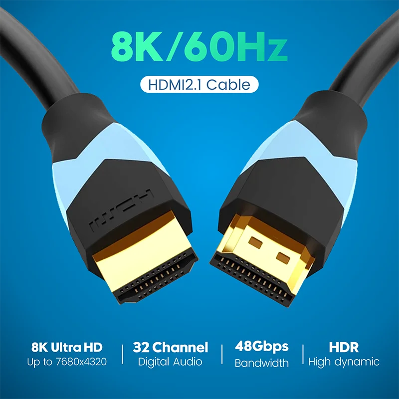 HDMI 2.1 8K 60Hz Male to Male Cable High Speed 48Gbps HDMI Extension Cable 0.5M 1M 1.5M 2M 3M