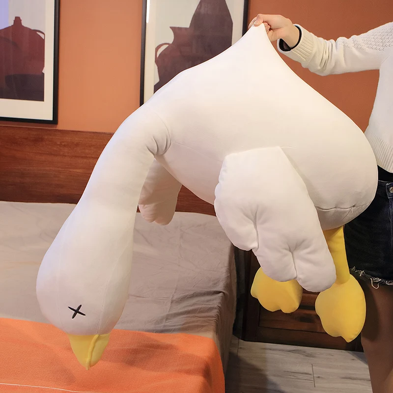 Factory lovely white giant custom logo throw pillow super soft plush goose cushion decorative goose pillow for kids