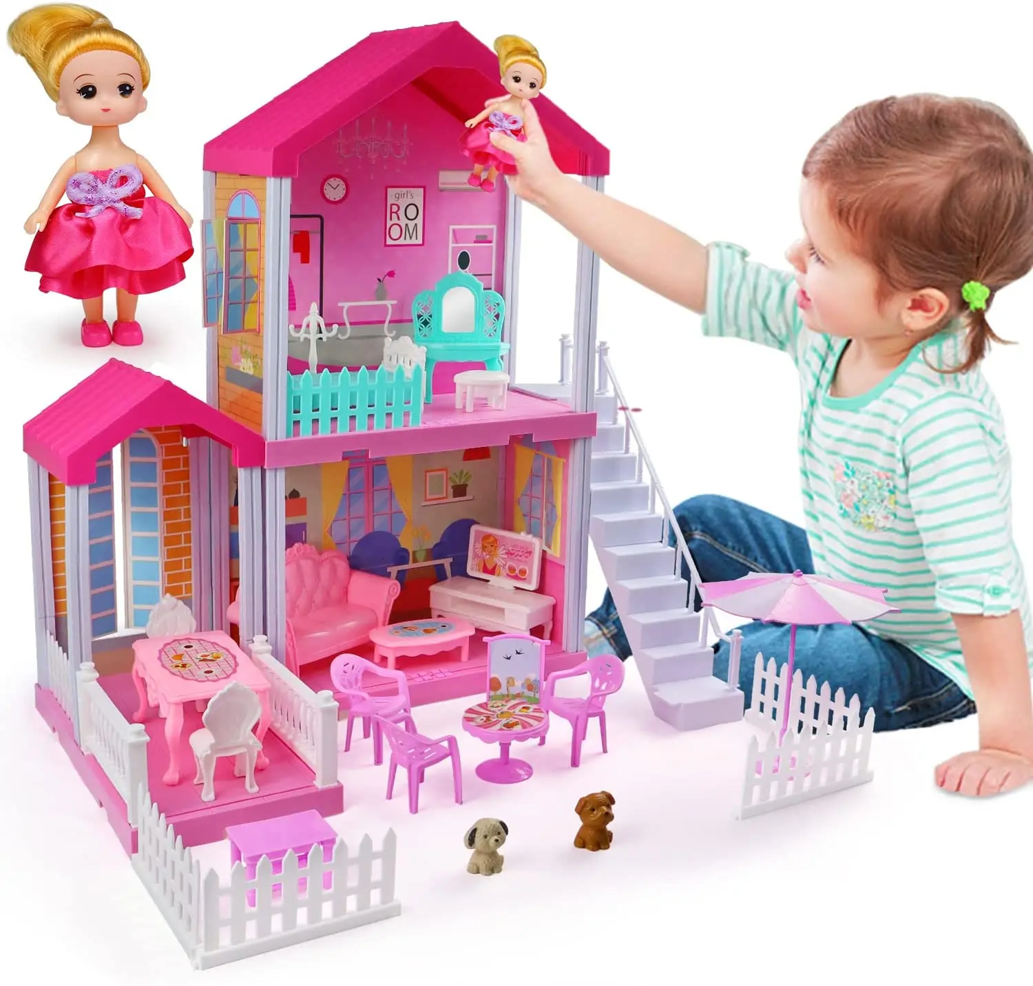 Miniature Doll Houses Girls DIY Funny House Child Pretend Play Plastic Dollhouse with Toy Accessories Furniture Indoor Wholesale