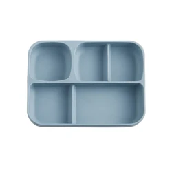 22 x 17cm Rectangular Partitioned Dinner Plate Baby Feeding Training Solid Food Bowl Silicone Snack Food Supplement Bowl