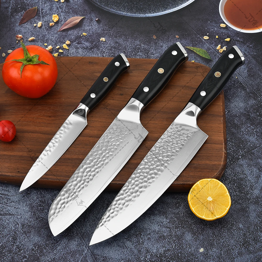 8 inch Chef Knife Damascus Kitchen Knife 67 Layers Damascus Steel with G10 Handle Black