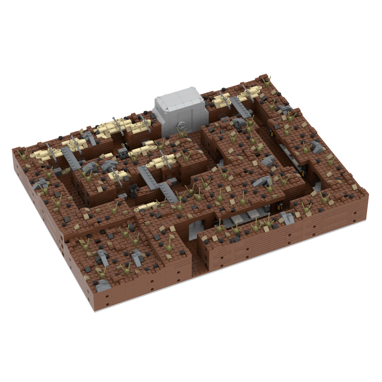 MOC5064 Military Battlefield Building Blocks Arsenal Medical Center Blockhouse Hidden Scene Models Assembly Bricks Toys For Kids