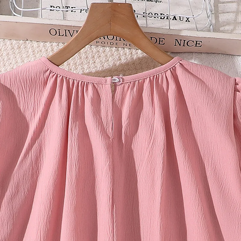 2024 Casual Teenager Girl Princess Pink Ruffle Dress 8-12 Years Fashion Autumn Teen Girls Dresses Ins