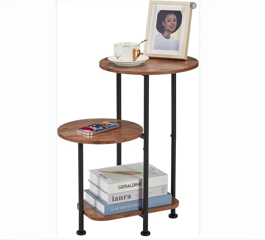 Moroccan Round Tea Tray Style Side Table Morden Modular Wood Teapoy Design Stainless Steel Modern Coffee Table Movable End Table