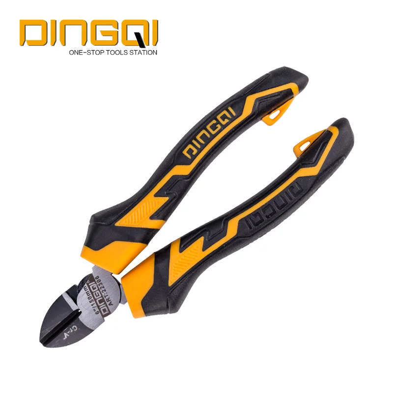 DingQi Professional 7 Inch Electrical Wire Cable Cutters Mini Diagonal Cutting Pliers With TPR Handle