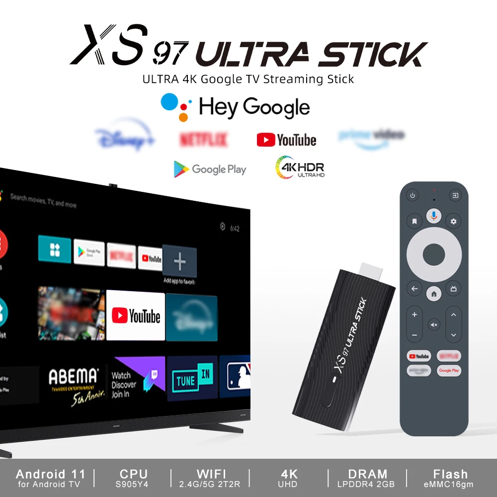 Hot  Factory sales Remote BT USB Dongle 4K HD 2 ram 16 rom dual wifi android tv stick