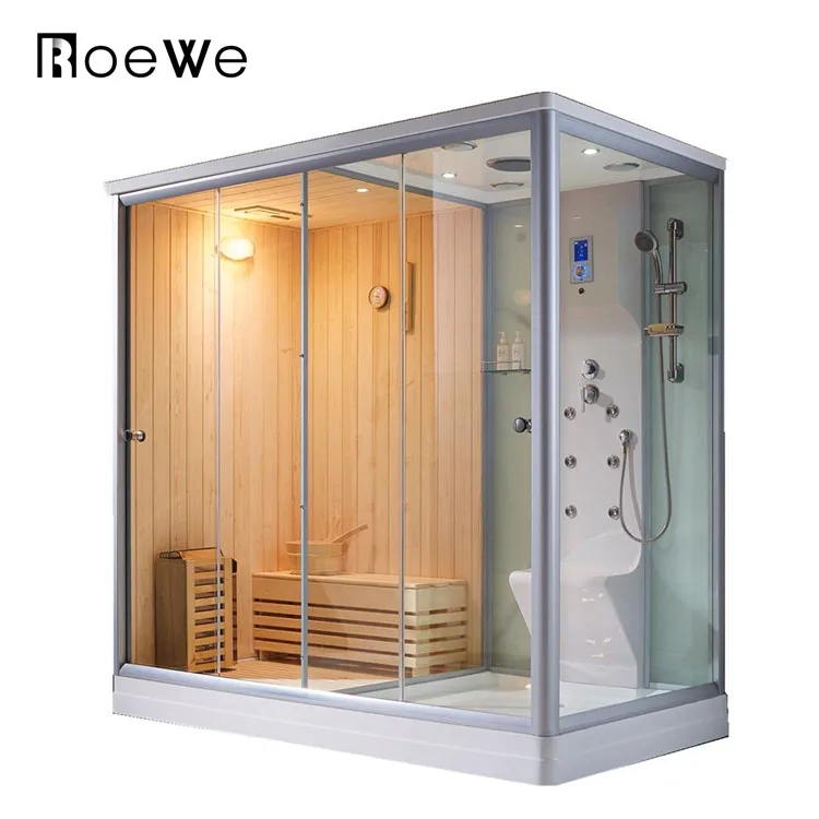 Modern design dry sauna steam shower, indoor luxury bathroom wooden steam and sauna combination room
