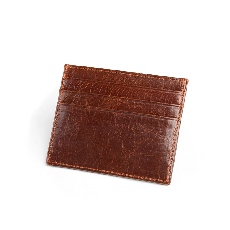 
Custom logo Italian leather slim business id card holder man case leather 