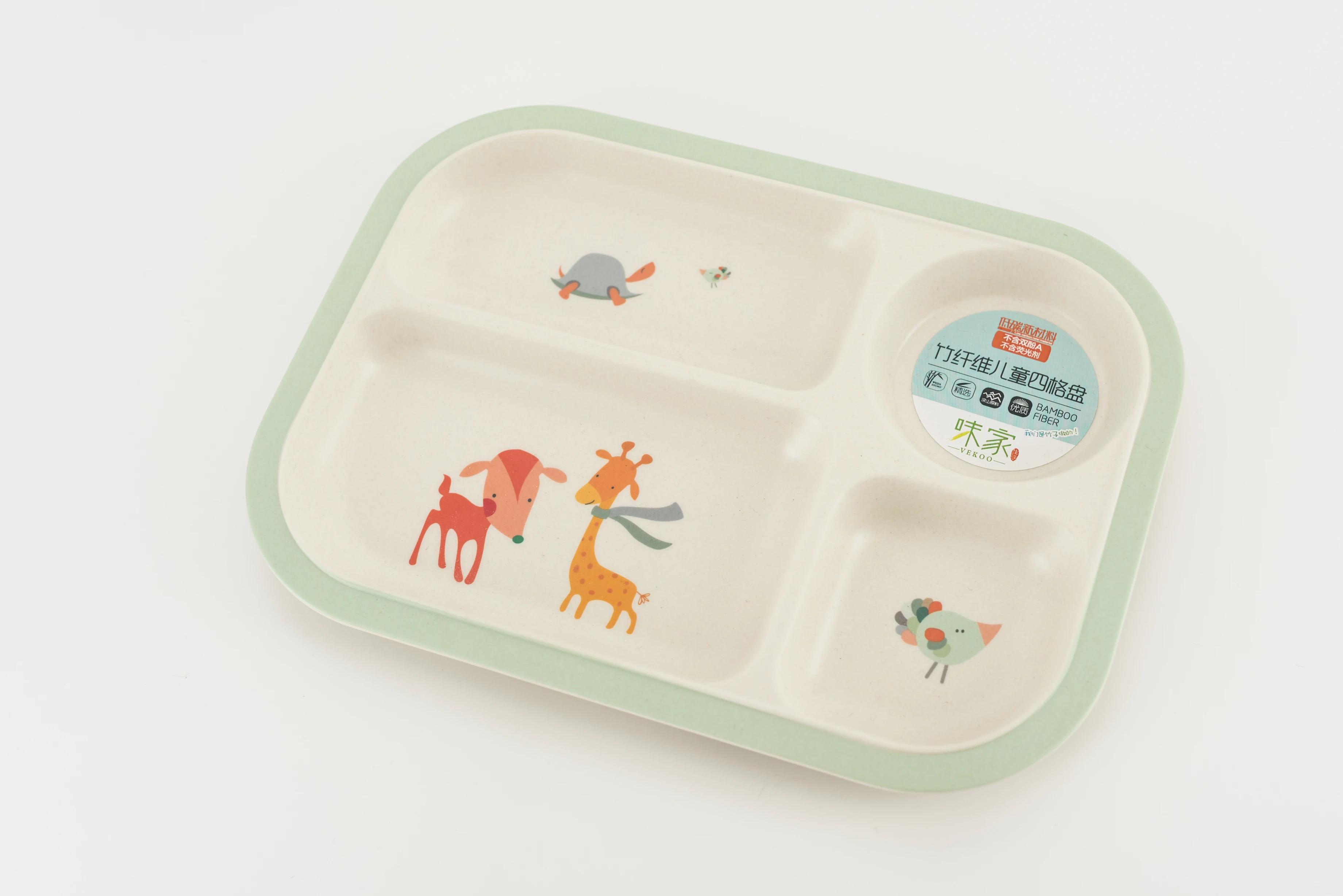 bamboo fiber children plate serving dinner plate with cartoon design