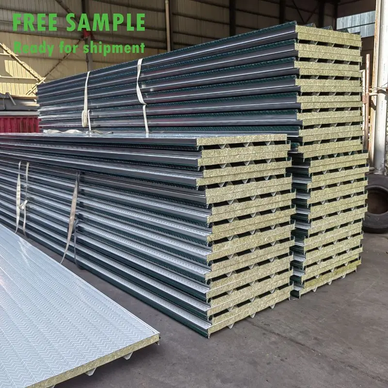 China Manufacturer Best Selling Soundproof Sandwich Panels Rock Wool Sandwich Panel Roof Panel Rock Wool Core Material