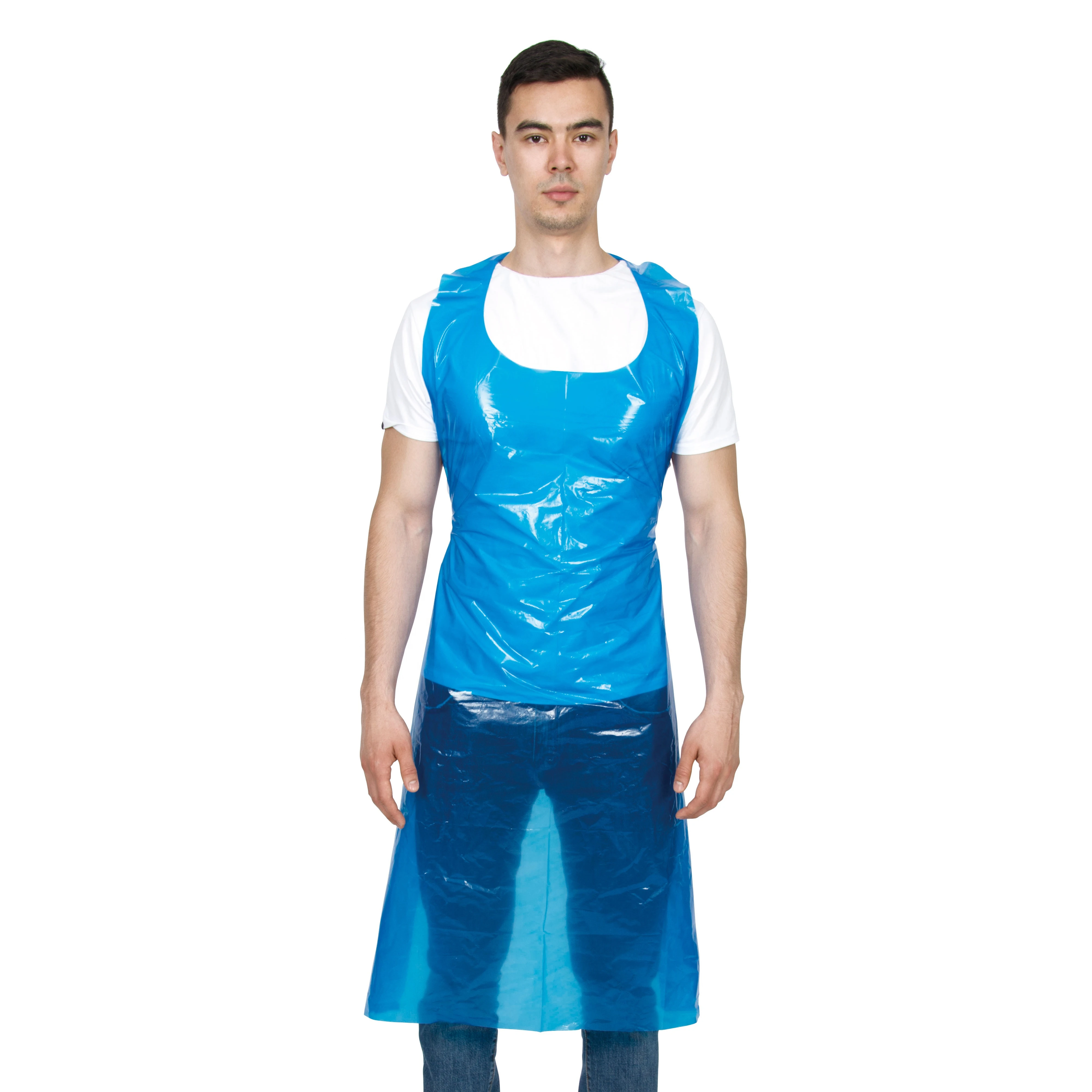 В упаковке одна пара одноразовых Белый Поли одноразового б/у аппарат для создания пластиковых ПЭ вырезом большого пальца рукава Взрослых Фартуки нагрудники