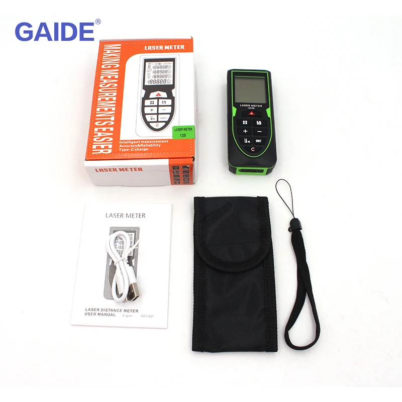 GAIDE USB charging GREEN line digital mesure laser meter distance