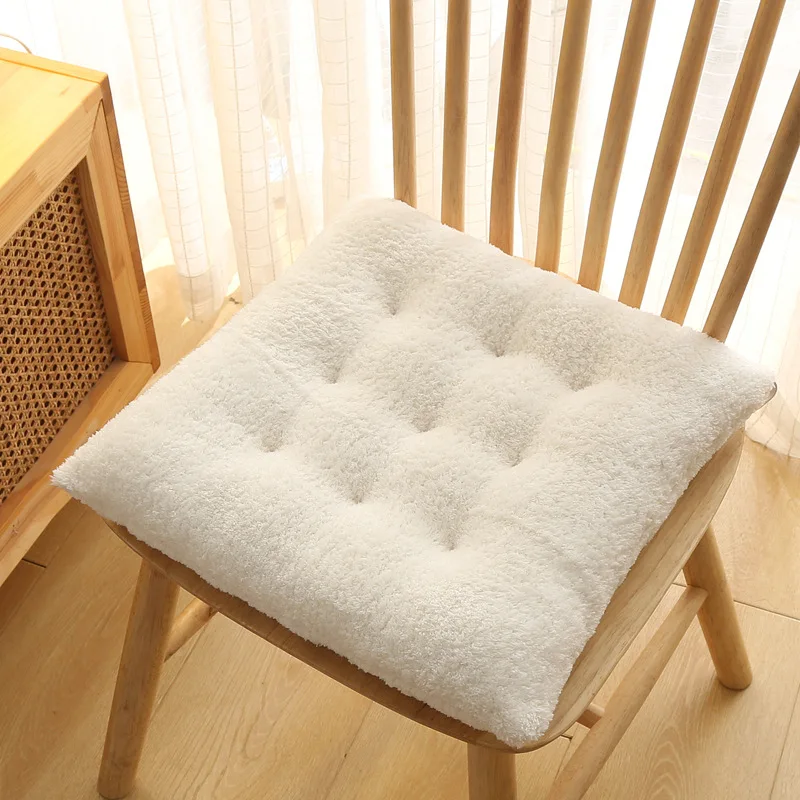 High Quality Solid Color  Square Comfortable Thicken Home Office Chair Cushion Soft  Plush Seat Cushion