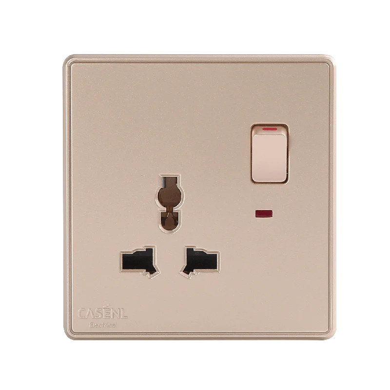 A9 220~240V 15A gold wall socket electrical wall socket tuya no wifi 15A Three Round Pin Switch Socket