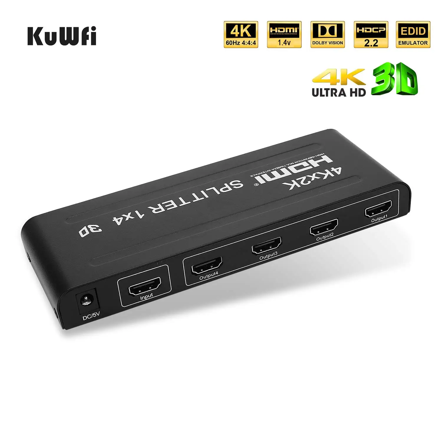 Hd 3D 1080P совместимый Hdmi сплиттер 1 в 4 выход 4K переключатель с металлической коробкой и позолоченными разъемами