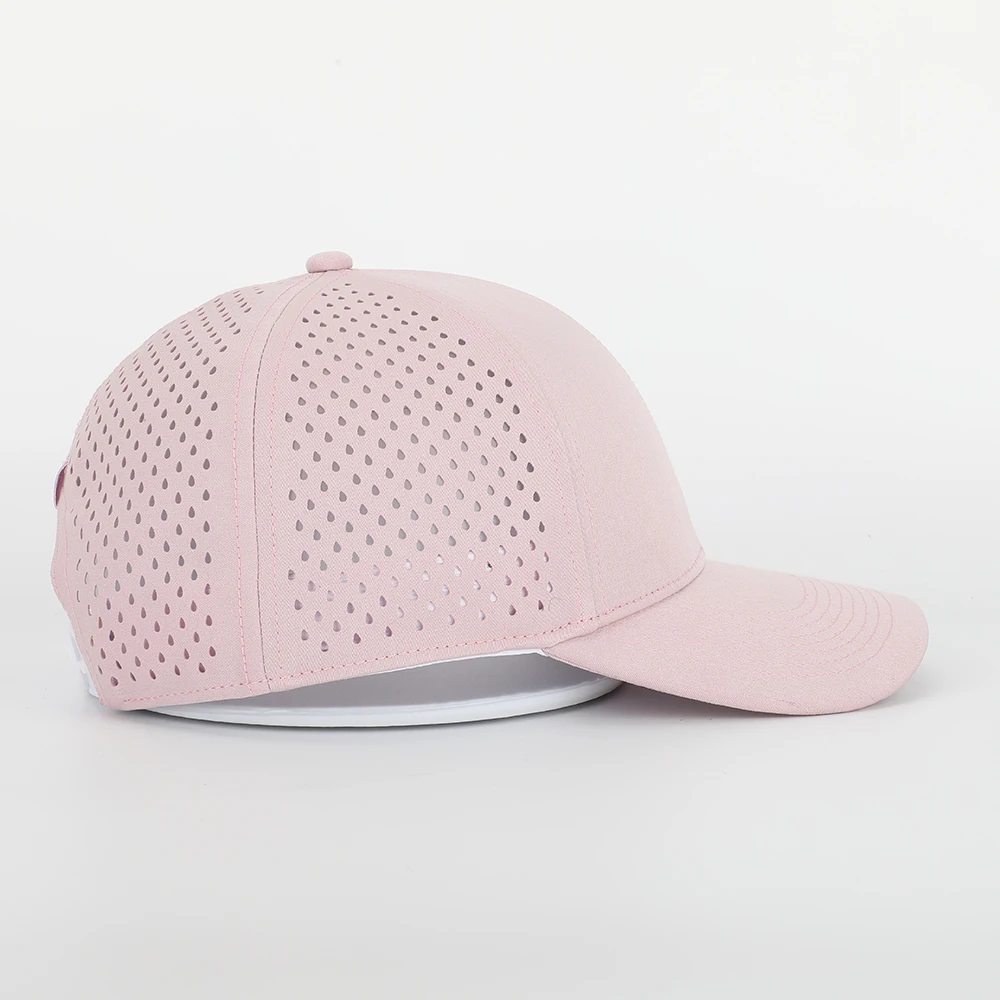 Custom High Quality 6 Panel Women Embroidered Dry Fit Sport Pink Baseball Cap,Waterproof Laser Cut Perforated Gorras Dad Hat