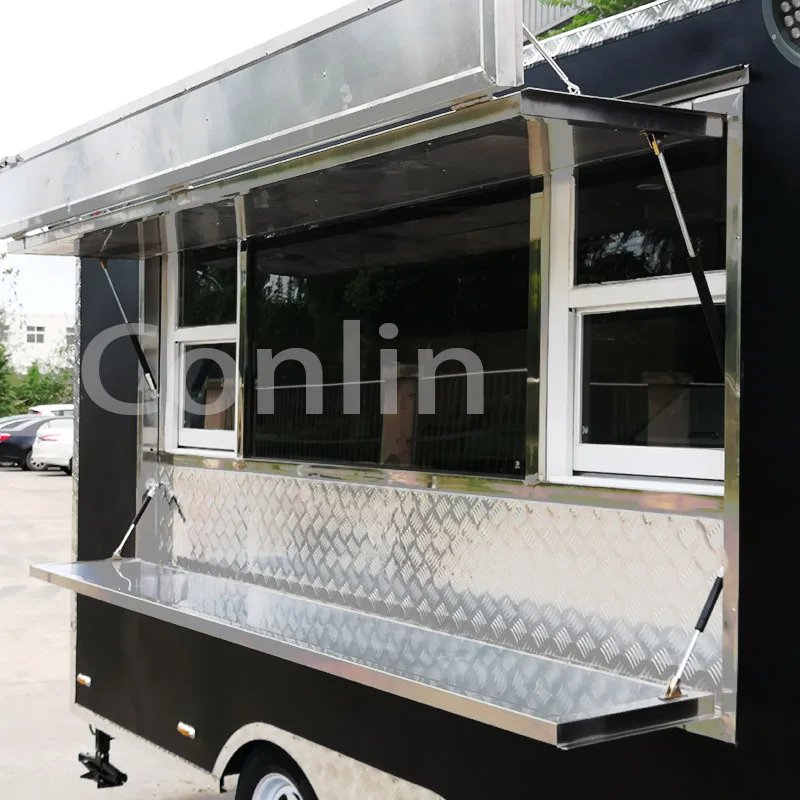 Contemporary Food Truck For Coffee Pizza And Ice Cream Food Trailer With Lift-Down Window Food Stations For Sale