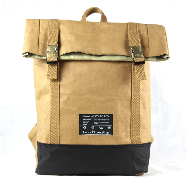 newest design Washable kraft paper backpack bag