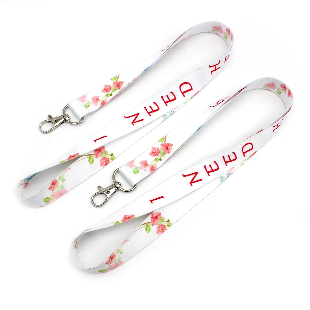 Full Color Printing Polyester Nylon Plain Cheap Personalized Custom Logo Printed Lanyard Keychain Fast Shipping Fashion Lanyard