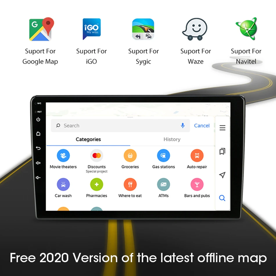 Универсальная автомобильная магнитола 8 + 128 ГБ Android 11 9/10
