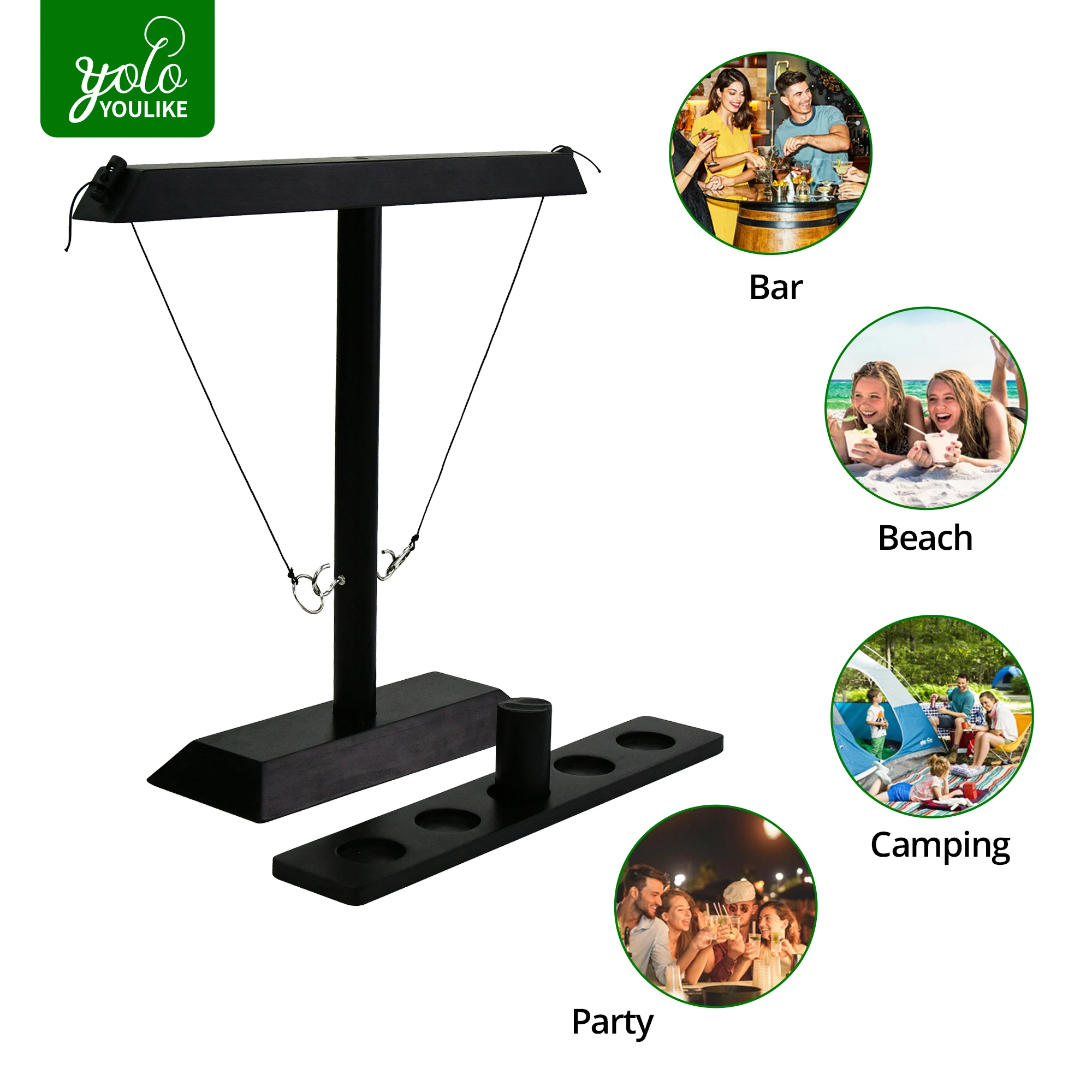 Hook And Ring Toss Game Handmade Wooden Games For Adults Outdoor Indoor