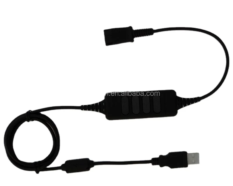 Кабель Адаптера USB QD совместимый с Plantronics или Jabra регулировкой громкости для