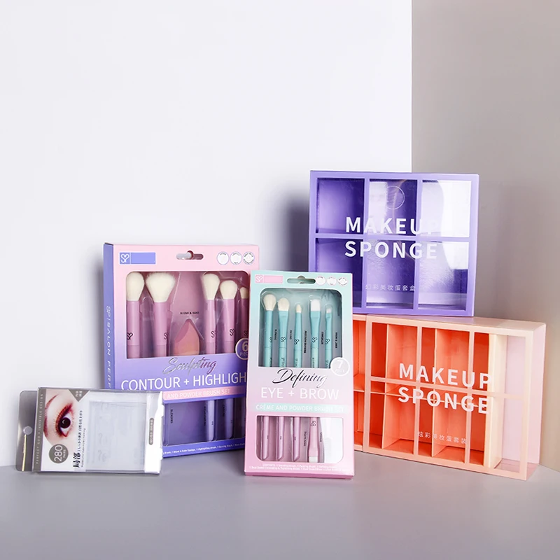 Top Fashion Cosmetic Packaging Box PVC Window Transparent Packaging for Cosmetic Accessories