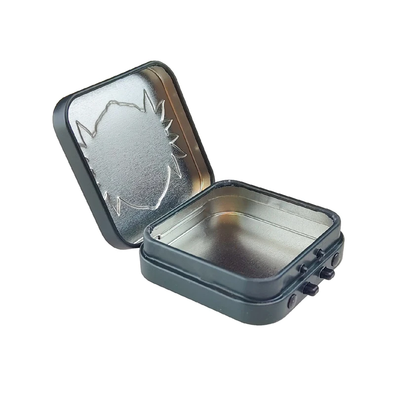 Archibald Custom Black Square Metal Tin Box Child Resistant Clam shell Portable Packaging Jar Empty Tin Metal Box Metallbox