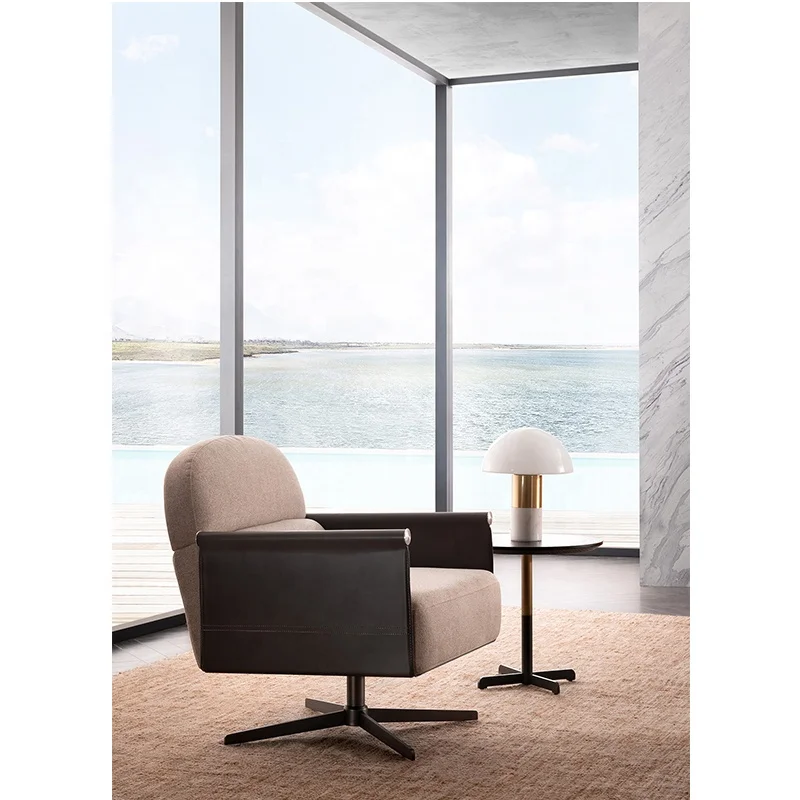Modern Leisure Chair with Back Armrest Leather Cloth Chair for Home Living Room Dining Bedroom