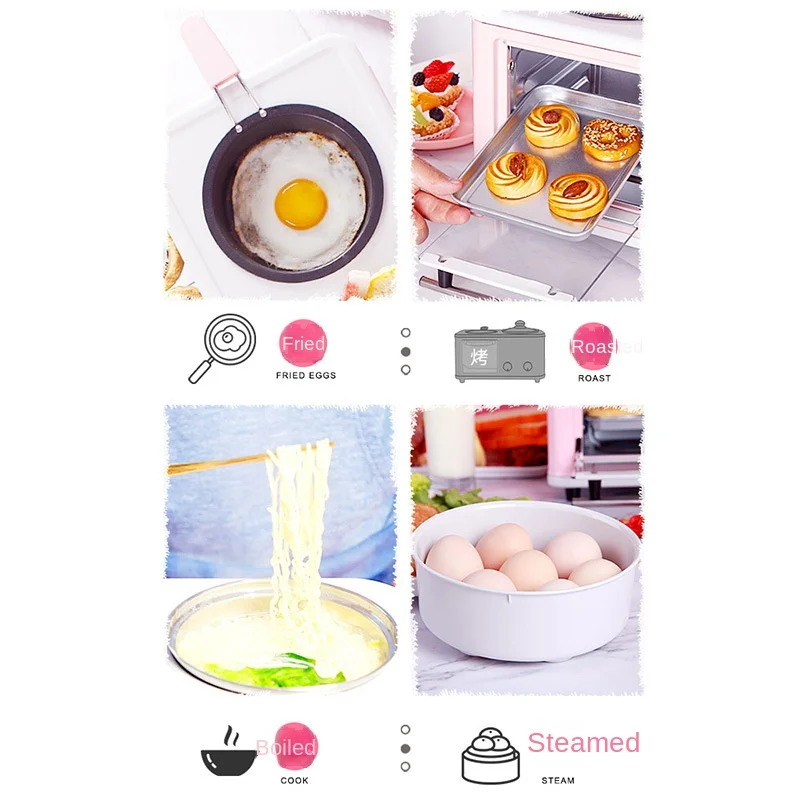 Four-in-One Full-Automatic Breakfast Machine Toaster Oven Stew Frying Cooking for the Household with US Plug