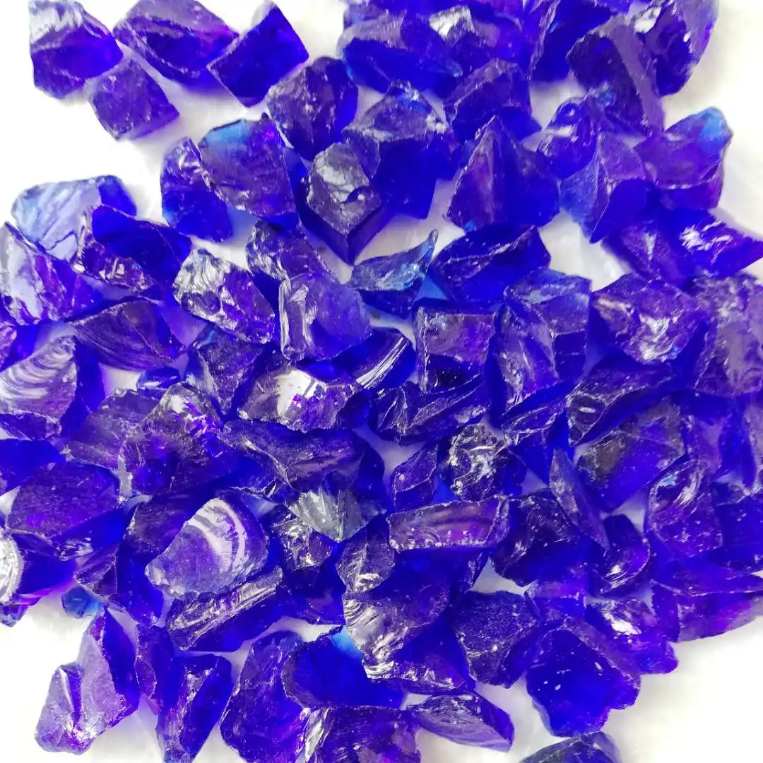 9-12mm and 12-20mm Amber Color Crushed Fire Glass Rocks