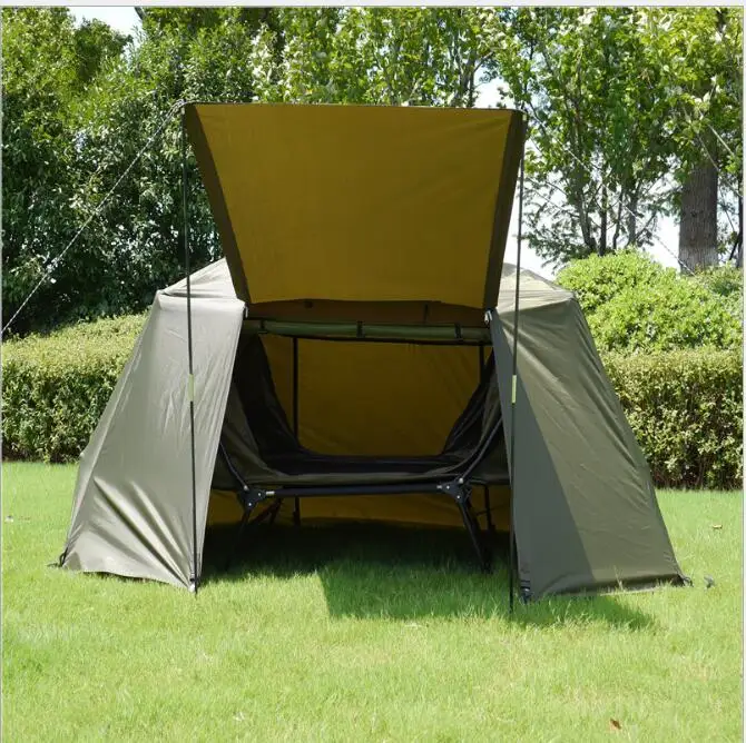 2-Person Durable Nylon Folding Fishing Tent Double Layers Aluminum Pole Steel Frame Oxford Cars Outdoor Recreation Camping