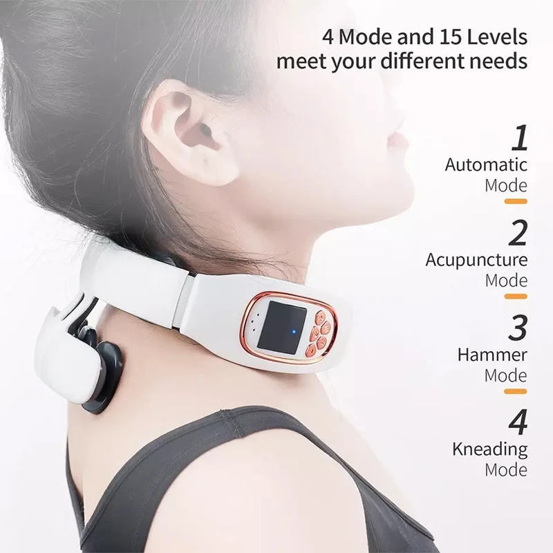 Usb Rechargeable Cervical Traction Therapy Heating Massage Stimulator Ems Pulse Neck Massager