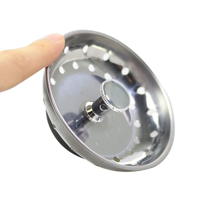 Kitchen Sink Strainer and Stopper Comb Basket, Sink Garbage Disposal Mesh Basket with Plastic Knob, Rubber Stopper Bottom