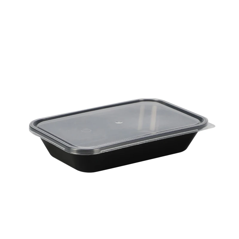 400ml Black Microwave Safe 1 Compartment Disposable Plastic Containers Lunch Box With Lids