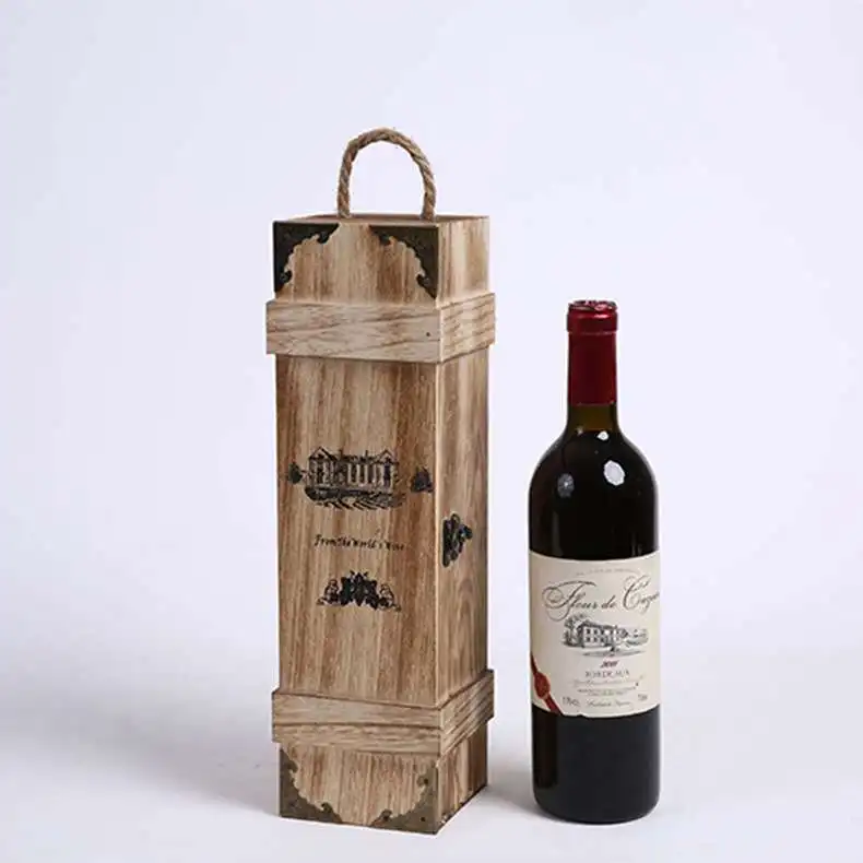 Personalized Natural Color Wooden Wine Gift Box Fashionable and Elegant Wedding Keepsake Gifts Wooden wine box