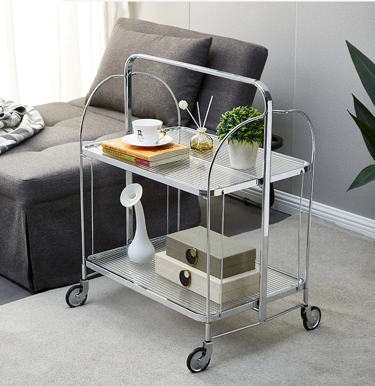 K&B classic glass folding 2 tier rolling bar service drinks trolleys save space hotel carts trolley
