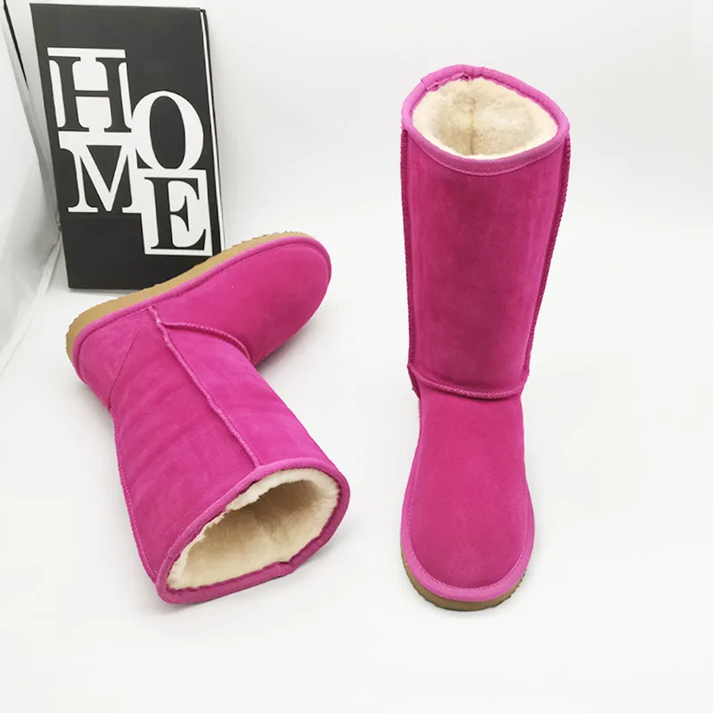 Wholesale 2024 luxury designer boots outdoor fashion winter shoes cowhide wool knee high boots for women