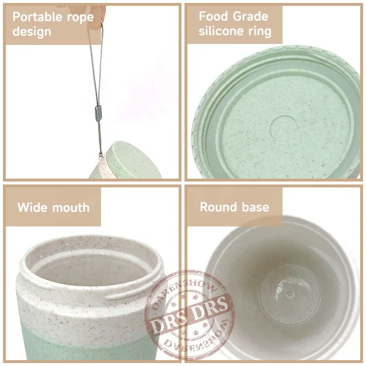 Custom Eco Friendly 300ml Biodegradable Plastic Wheat Straw Fiber Water Bottle