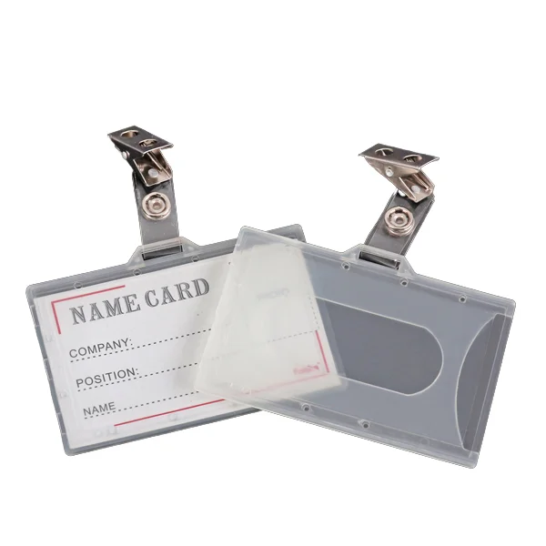 Foska популярный прозрачный пластиковый держатель для удостоверения личности PP значков с металлическими зажимами