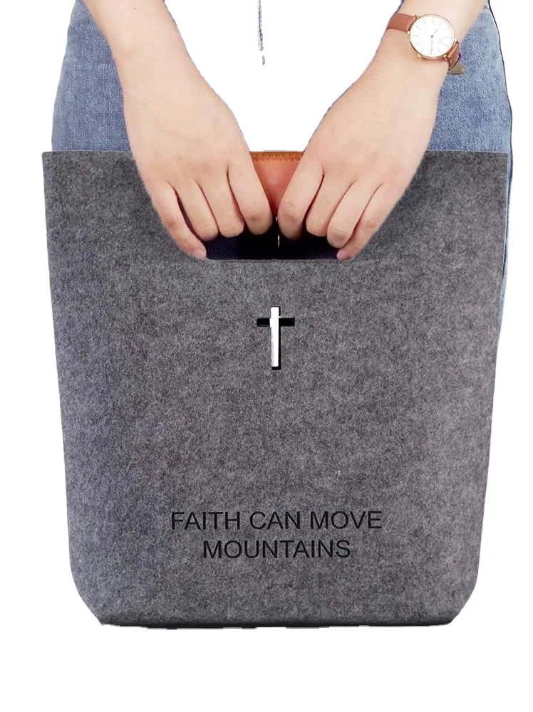 Custom design handbag Bible Bag Felt Bags Christian Bible Leather Covers For Church Female Women Tote bags